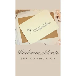 Minimalistische Glückwunschkarte zur Kommunion – Edle Klappkarte A6 mit Umschlag | Erstkommunion Geschenkkarte