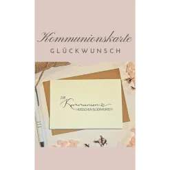 Minimalistische Glückwunschkarte zur Kommunion – Edle Klappkarte A6 mit Umschlag | Erstkommunion Geschenkkarte