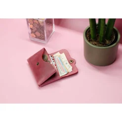 Minimalistischer Leder Geldbeutel. Kleine Ledergeldbörse. Schlanke Brieftasche.Geldbeutel für Damen.