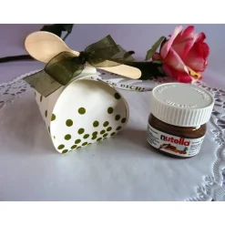 Mini-Nougatcreme-Gläschen in kleiner Zierschachtel mit Löffelchen