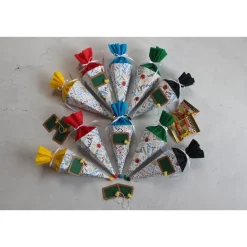 Mini-Schultüte „Schule macht Spaß" Schriftmotiv,1er und 10er Set, Geschenkverpackung