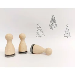 Ministempelset Weihnachtsbaum | 3 Stempel mit 12mm Durchmesser | Holzstempel Weihnachten / Advent