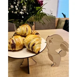 Mini-Tortenplatte Hase aus Holz 15 cm