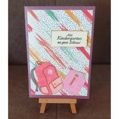 Mit Kindergarten ist jetzt Schluss  - Mädchen - Gratulationskarte - Einschulung