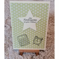 Mit Kindergarten ist jetzt Schluss - Gratulationskarte , Taschenrechner , Wecker