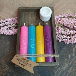 Mix & Match | Geschenkset mit 4 Kerzen | Kerzenfarbe + Wörter sind frei auswählbar | Kerzenset