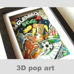 Mönchengladbach Fussball Stadion 3D bild gerahmt Geschenk fussballfans Gladbach verein fan wandbild