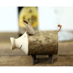 Männer GESCHENK FLASCHENÖFFNER aus HOLZ Ast Schwein Kapselheber Bier Natur Bar Cafè Deko Vatertag Hölzerne Hochzeit Holzschwein Mitbringsel