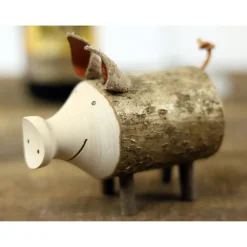 Männer GESCHENK FLASCHENÖFFNER aus HOLZ Ast Schwein Kapselheber Bier Natur Bar Cafè Deko Vatertag Hölzerne Hochzeit Holzschwein Mitbringsel