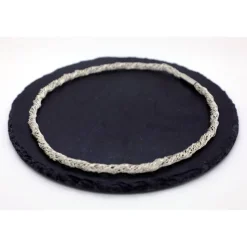 moderne Damen-Halskette gehäkelt - in sich verdreht - aus Silberdraht, Silberdrahtschmuck von bcd manufaktur