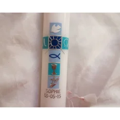 moderne Kommunionkerze, blau