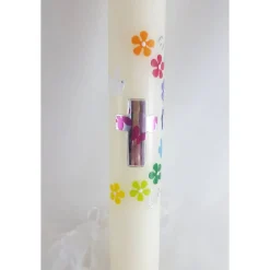 moderne Kommunionkerze, für Mädchen mit bunten Blüten
