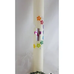 moderne Kommunionkerze, für Mädchen mit bunten Blüten