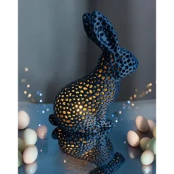 Moderne Osterdeko Hase – 3D Druck Voronoi Design – LED Windlicht Osterhase – Geschenk zu Ostern – Bio-Kunststoff (PLA) –