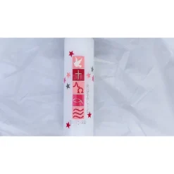 moderne Taufkerze für Mädchen 25 x 7 cm, mit Taube