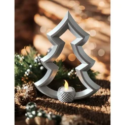 Moderner Christbaum Kerzenhalter – Skandinavische 3D-Deko für LED-Lichter | PLA Gold