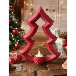 Moderner Christbaum Kerzenhalter – Skandinavische 3D-Deko für LED-Lichter | PLA Gold