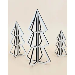 Moderner 3D Tannenbaum aus Holz Weihnachtsdeko Wohndeko minimalistisches Design Line Art abstrakt Weihnachtsbaum scandi