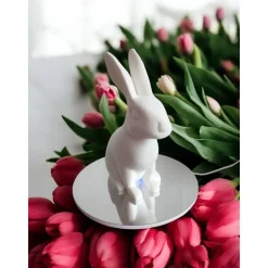 Moderner Hase Low Poly, Minimalistische Osterdeko Skulptur, 3D Druck Weiß, Geometrische Hasenfigur 15-25cm, Geschenkidee