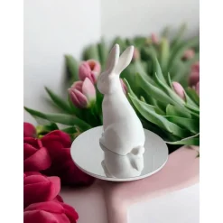 Moderner Hase Low Poly, Minimalistische Osterdeko Skulptur, 3D Druck Weiß, Geometrische Hasenfigur 15-25cm, Geschenkidee