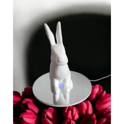 Moderner Hase Low Poly, Minimalistische Osterdeko Skulptur, 3D Druck Weiß, Geometrische Hasenfigur 15-25cm, Geschenkidee