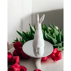Moderner Hase Low Poly, Minimalistische Osterdeko Skulptur, 3D Druck Weiß, Geometrische Hasenfigur 15-25cm, Geschenkidee