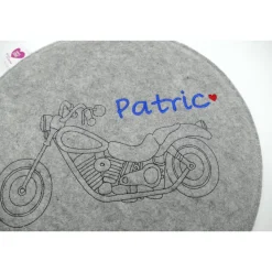 Motorrad Vatertag Filzkissen Campingkissen Wunschname - Rundes Filzsitzkissen mit personalisiertem Namen Stuhlkissen