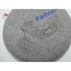 Motorrad Vatertag Filzkissen Campingkissen Wunschname - Rundes Filzsitzkissen mit personalisiertem Namen Stuhlkissen