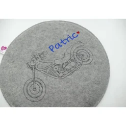 Motorrad Vatertag Filzkissen Campingkissen Wunschname - Rundes Filzsitzkissen mit personalisiertem Namen Stuhlkissen