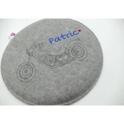 Motorrad Vatertag Filzkissen Campingkissen Wunschname - Rundes Filzsitzkissen mit personalisiertem Namen Stuhlkissen