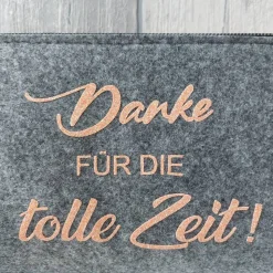 Mäppchen aus Filz - Danke für die tolle Zeit - apricot