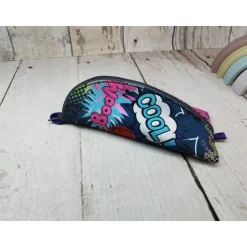 Mäppchen Comic blau in 2 Größen – Federmäppchen & Stiftetasche aus Softshe