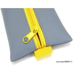 Mäppchen grau Gummiband Zipper gelb A4 Ordner A5 Planer Skizzenbuch, handmade by BuntMixxDESIGN