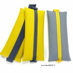 Mäppchen grau Gummiband Zipper gelb A4 Ordner A5 Planer Skizzenbuch, handmade by BuntMixxDESIGN