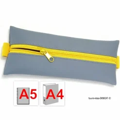 Mäppchen grau Gummiband Zipper gelb A4 Ordner A5 Planer Skizzenbuch, handmade by BuntMixxDESIGN