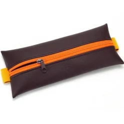 Mäppchen mit Gummiband, Kunstleder dunkelbraun, A5 Planer Kalender, A4 Ordner, gelb orange, handmade by BuntMixxDESIGN