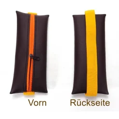 Mäppchen mit Gummiband, Kunstleder dunkelbraun, A5 Planer Kalender, A4 Ordner, gelb orange, handmade by BuntMixxDESIGN