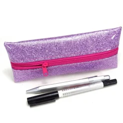 Mäppchen pink rosa Glitzer Kunstleder Gummiband Mädchen Einschulung, handmade by BuntMixxDesign