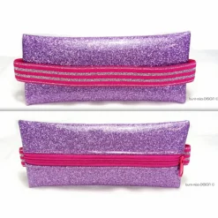 Mäppchen pink rosa Glitzer Kunstleder Gummiband Mädchen Einschulung, handmade by BuntMixxDesign