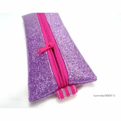 Mäppchen pink rosa Glitzer Kunstleder Gummiband Mädchen Einschulung, handmade by BuntMixxDesign