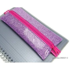 Mäppchen pink rosa Glitzer Kunstleder Gummiband Mädchen Einschulung, handmade by BuntMixxDesign