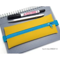 Mäppchen senfgelb senf Gummiband petrol türkis A4 Ordner A5 Planer Skizzenbuch, handmade by BuntMixxDESIGN