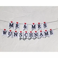 Mr & Mrs Girlande zur Hochzeit auf Wunsch personalisiert mit Wunschnamen Wimpelkette mit Namen