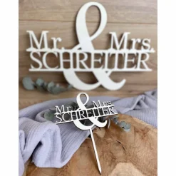 Mr & Mrs Schild personalisiert mit Namen / Wanddeko Geschenkidee zur Hochzeit / Brautpaar