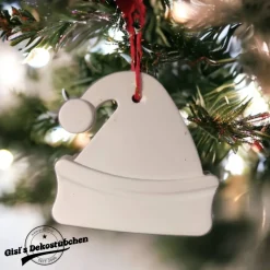 Mütze, Keramik Weihnachten, Christbaumschmuck, Wohndeko