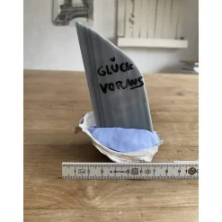 Muschel Segelschiff mit Spruch, kleines Geschenk für Meerliebhaber, Segelboot als Dekoration