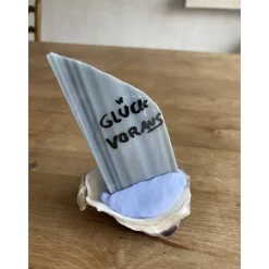 Muschel Segelschiff mit Spruch, kleines Geschenk für Meerliebhaber, Segelboot als Dekoration