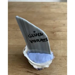 Muschel Segelschiff mit Spruch, kleines Geschenk für Meerliebhaber, Segelboot als Dekoration