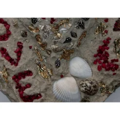 Muschelbild LOVE Collage Geschenk zu Valentinstag Muttertag Herz Herzbild Handarbeit Unikat Badezimmerbild