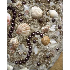 Muschelbild STRANDGUT Collage Geschenk zu Valentinstag Muttertag Herz Herzbild Handarbeit Unikat Badezimmerbild